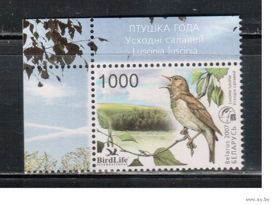 Беларусь-2007,(Мих.662) **  , Фауна, Птицы, Соловей(2)