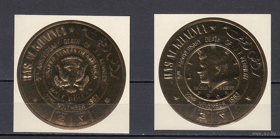 Кеннеди. Рас Аль Хаима (ОАЭ). 1968. 2 блока (золото). Michel N 264, 266 (40,0 е).
