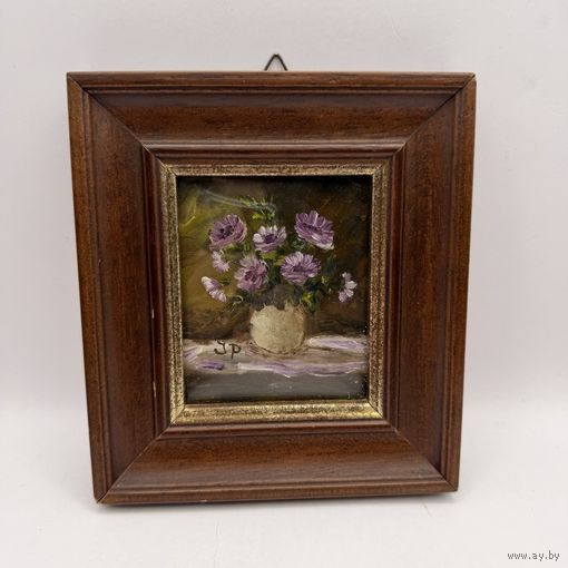 Антикварная картина Цветы. Италия. 3858