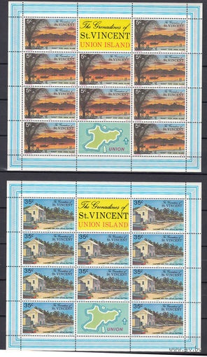 Виды острова Юнион. Гренадины (Сент-Винсент). 1976. 4 малых листа. 2 скана. Michel N 71-74 (18,0 е)
