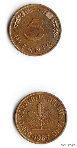 5 пфеннигов Германия 1989 года(D)
