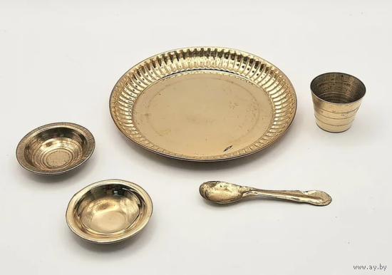 Набор посуды для ритуала Пуджи Латунь Индия