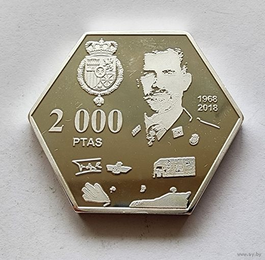 Балеарские острова 2000 песет 2018 50 лет со дня рождения короля Филиппа VI