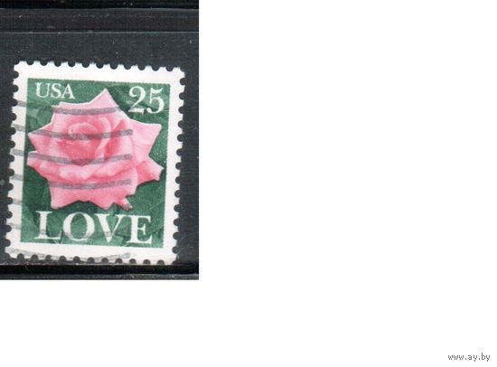 США-1988, (Мих.1988),  гаш., Поздравительная марка, Цветы, Роза (одиночка)