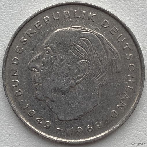 Германия 2 марки 1970 г. F. Теодор Хойс. 20 лет Федеративной Республике (1949-1969)