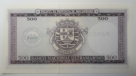 Мозамбик, 500 эскудо 1967 г. UNC.