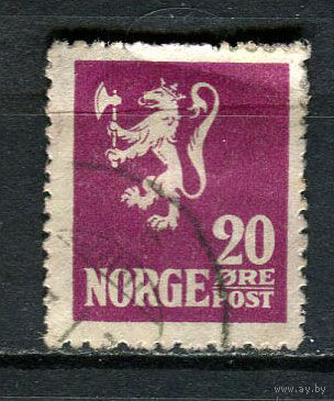 Норвегия - 1922/1924 - Герб 20 О - [Mi.106] - 1 марка. Гашеная.  (Лот 52Fi)-T25P15