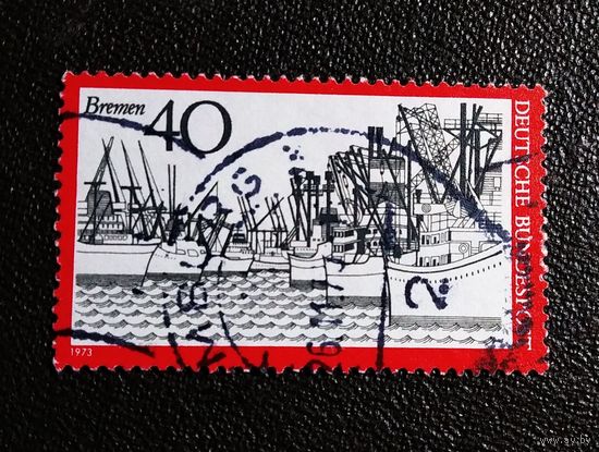 Марка Германия 1973 год Города