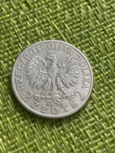 Польша 2 злотых 1934 г. ( Королева Ядвига.Последний год чекана )