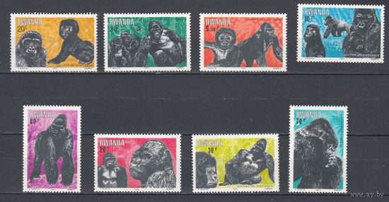 Фауна. Обезьяны. Руанда. 1970. 8 марок. Michel N 400-407 (11,0 е).