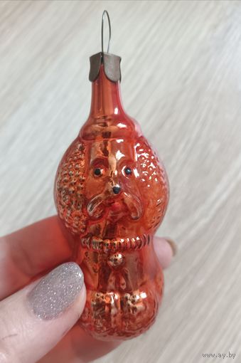Елочные игрушки, стекло, собака, пудель