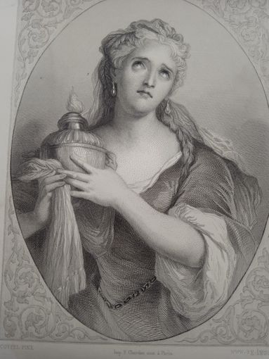 Adrienne Lecouvrur. Гравюра середина 19века Франция Париж Оригинал 27х18см. РАСПРОДАЖА КОЛЛЕКЦИИ.