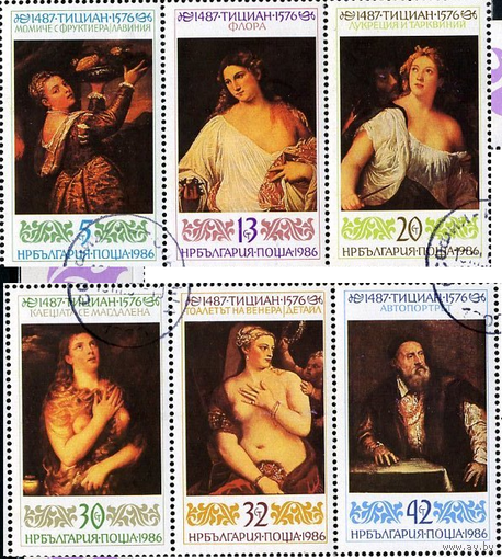 Болгария 1986 3530-3535 Живопись Тициан из Кляйнбогена 2 сцепки