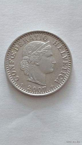 Швейцария. 20 раппен 2007 года.