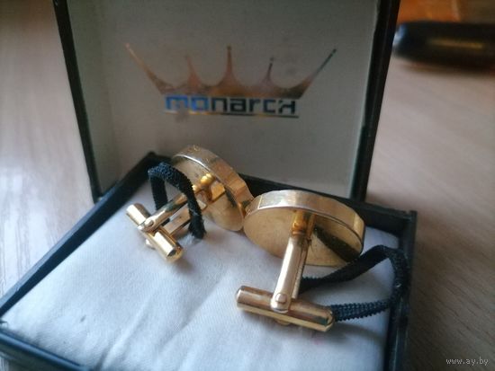 Запонки СССР винтаж. Monarch (Монарх). Позолота. В оригинальной коробке