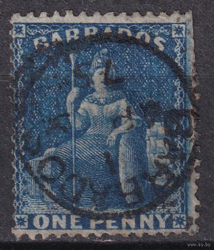 77.BrKCI. Великобритания. Колонии. Барбадос. Стандарт. Виктория. 1874 г. 1P. Mi.#24A.