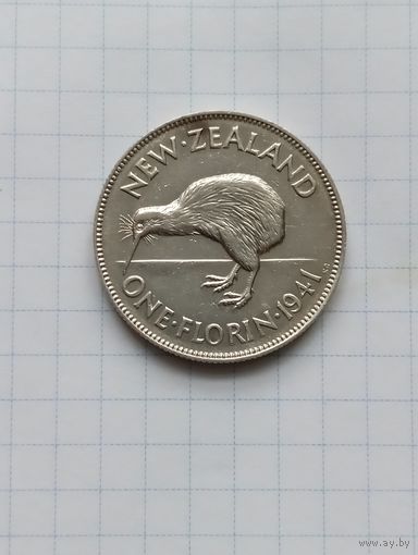 Новая Зеландия (Георг VI)  1 флорин 1941 г. (Птица Киви)  серебро