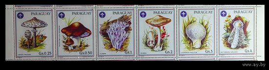 Парагвай 1986 Флора Грибы MNH сцепка 6 марок