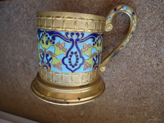 Подстаканник СССР . Латунь . Эмаль 4 цвета