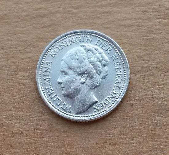 Нидерланды, 10 центов 1937 г., серебро 0.640, Вильгельмина (1890-1948)