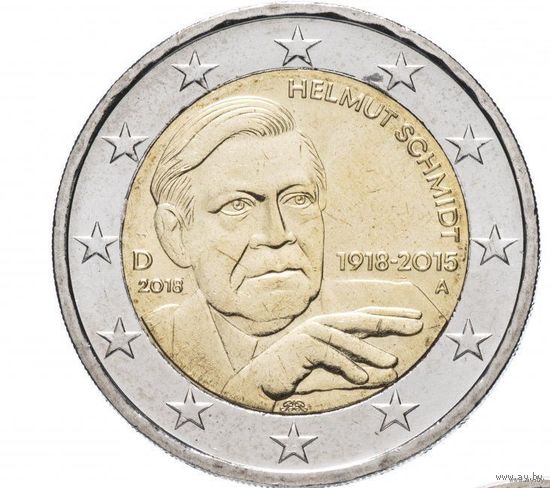 2 евро 2018 Германия Гельмут Шмидт дворы A G F D J UNC из ролла на выбор
