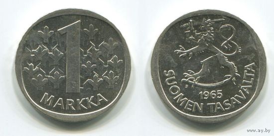 Финляндия. 1 марка (1965, серебро, aUNC)