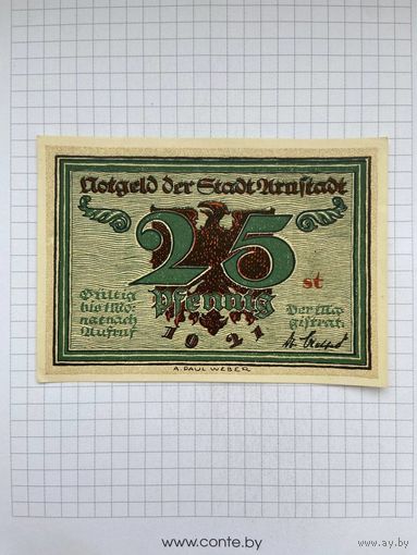 Нотгельд 25 пфеннигов Германия Урунштадт-0501