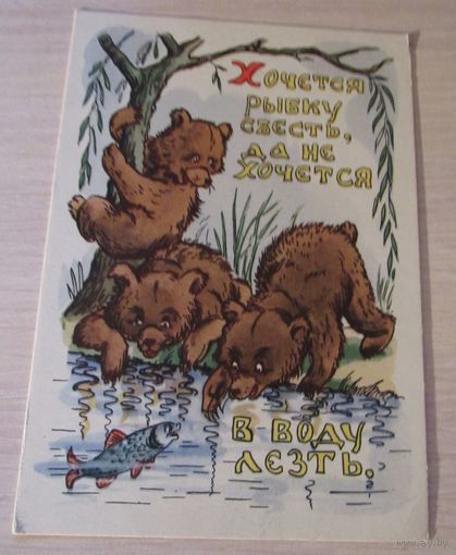 Хочется рыбку съесть да не хочется в воду лезть. худ. П.Носов