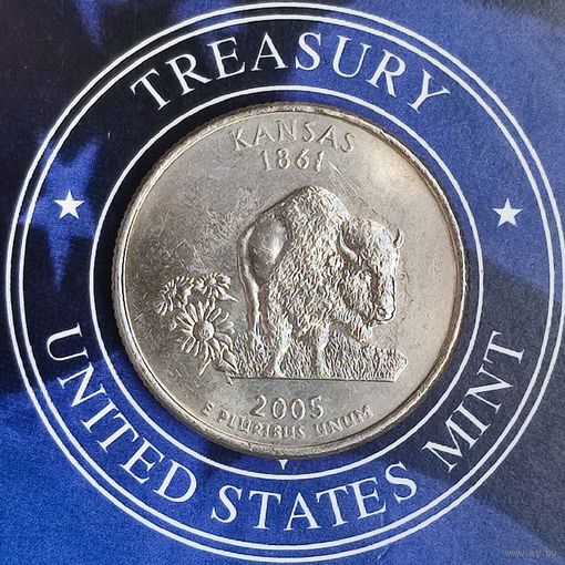 США 25 центов 2005 г. (P). Квотер штата Канзас.