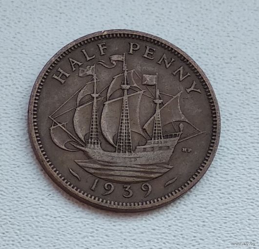 Великобритания 1/2 пенни, 1939 3-4-4