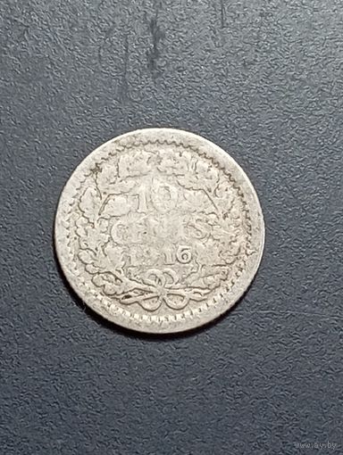 Недерланды 10 центов 1916 года .