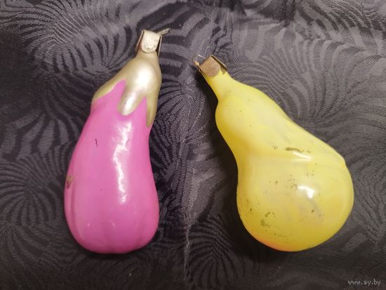 Баклажан и груша. Елочные игрушки одним лотом. 1950-е