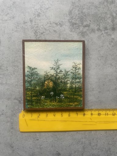 Картина миниатюра масло времен СССР. Пейзаж. ГДР