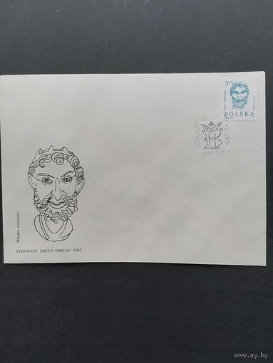 Польша 1989 КПД с маркой "Голова в Вавельском замке Кракова" (спецгашение) Mi.3196 каталог 0.50 евро