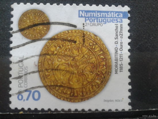 Португалия, 2021.Золотая монета времен правления короля Саншу I