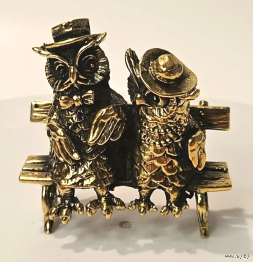 Статуэтка Совы на скамейке Латунь