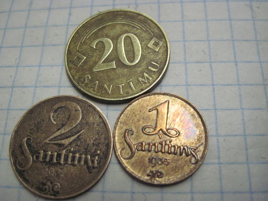 Три монеты Латвии/5 с рубля!