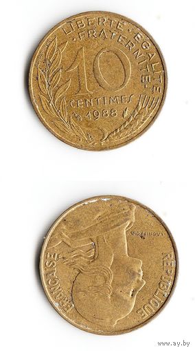 10 сантимов Франция 1988 год