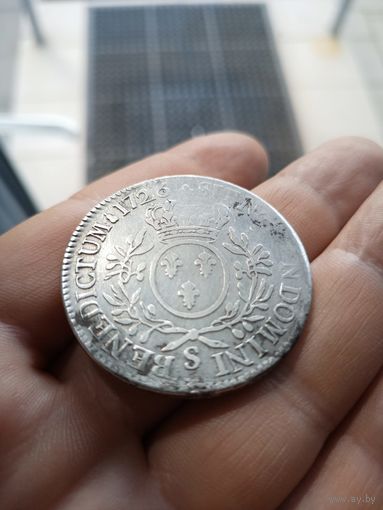1 экю 1726 г Людовик 15 Франция