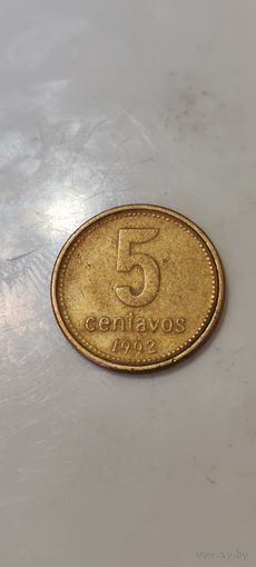 Аргентина 5 сентавос 1992