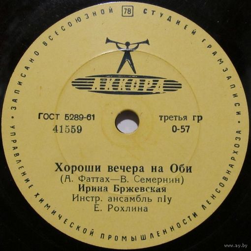 Ирина Бржевская - Хороши вечера на Оби / Женский голос (10'', 78rpm)