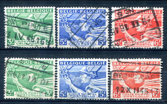 Бельгия - 1945г. - марки для посылок, 2 типа - 6 марок - 2 полные серии, гашёные [Mi 15-17]. #2-Be-60-C-2