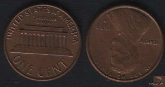 США km201 1 цент 1977 год (D) (_5 ТОРГ ЛЮБОЙ
