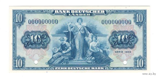 Германия 10 марок 1949 года. SPECIMEN. Состояние UNC!