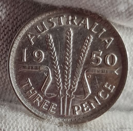 3 пенса 1950 года, Новая Зеландия, серебро, СОХРАН!