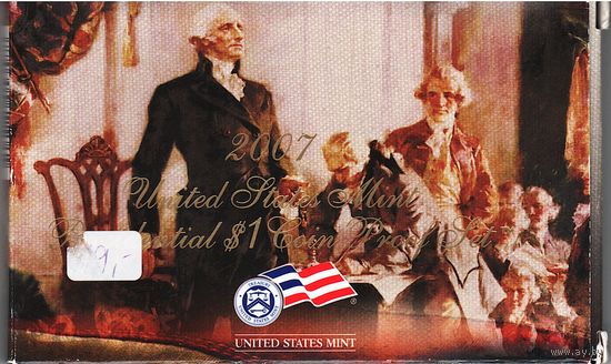 Футляр для набора монет 1 доллар США 2007 г. Президенты пластик