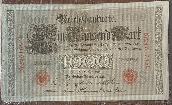 Банкнота 1000 марок 1910 год. Германская империя.