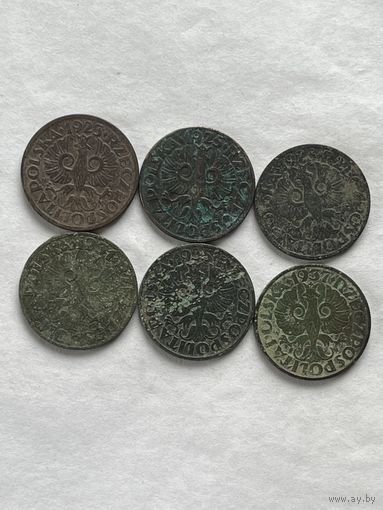 Польша 6 монет по 5 грошей