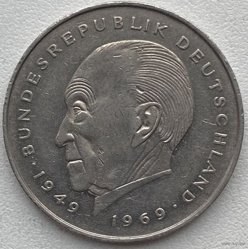 Германия 2 марки 1985 г. F. Конрад Аденауэр. 20 лет Федеративной Республике (1949-1969)