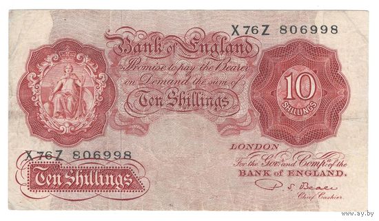 Великобритания 10 шиллингов образца 1948 года. Тип  368b. Подпись P. S. Beale